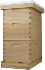 amish made in usa complete 8 frame langstroth bee hive includes frames and foundations (2 deep, 1 medium)