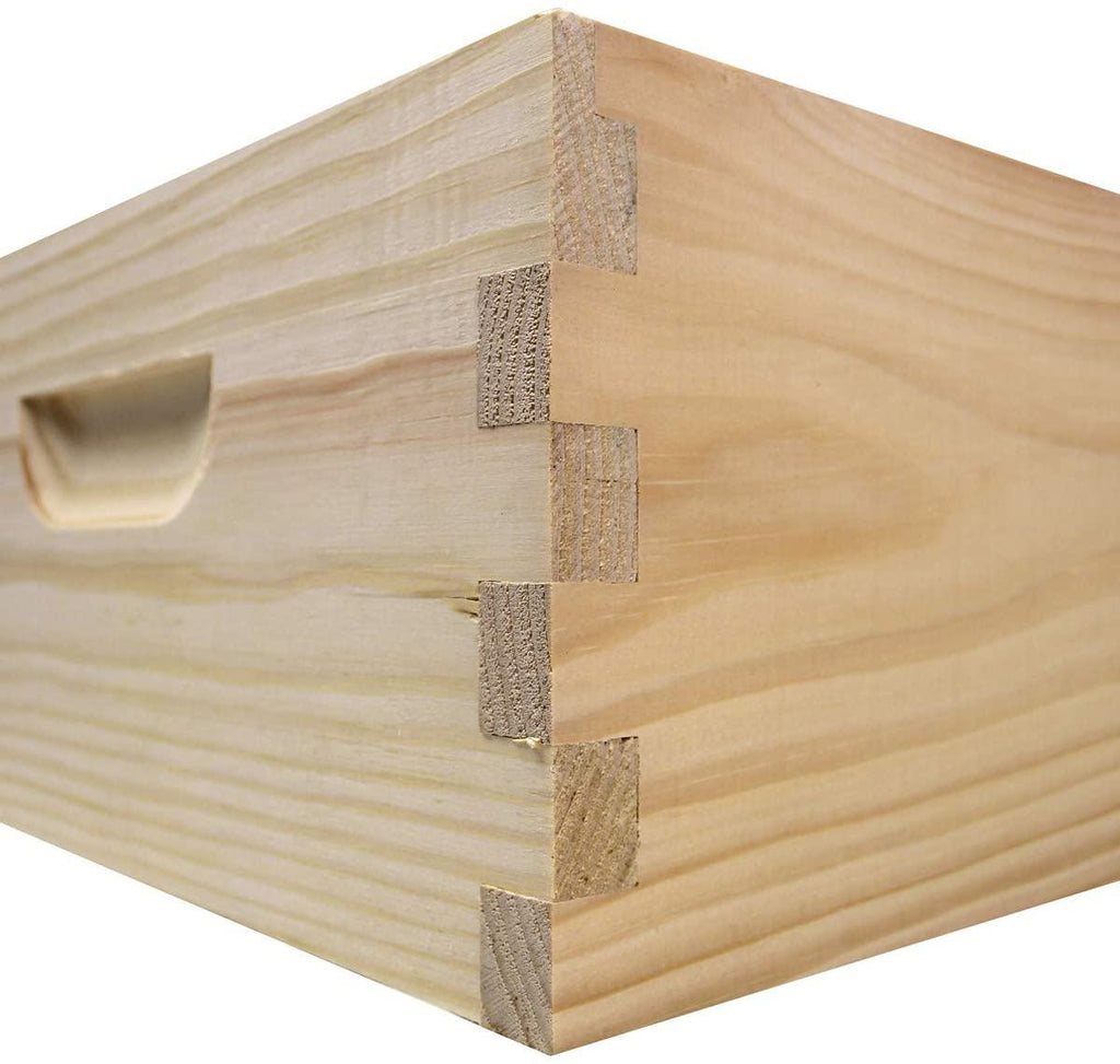 amish made in usa complete 8 frame langstroth bee hive includes frames and foundations (2 deep, 1 medium)