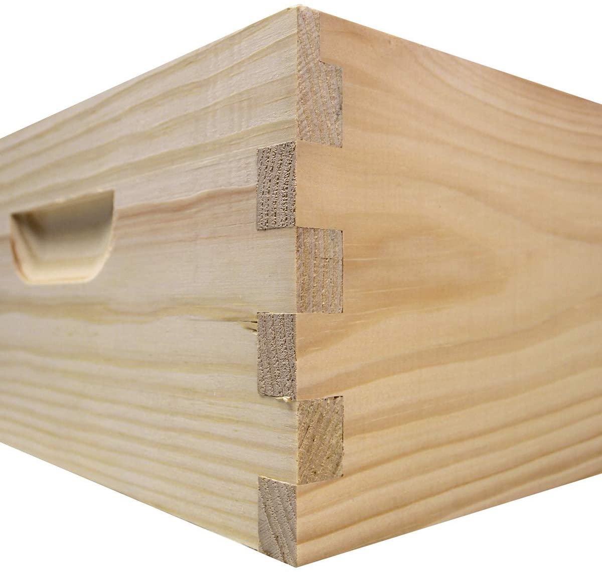 amish made in usa complete 8 frame langstroth bee hive includes frames and foundations (2 deep, 1 medium)