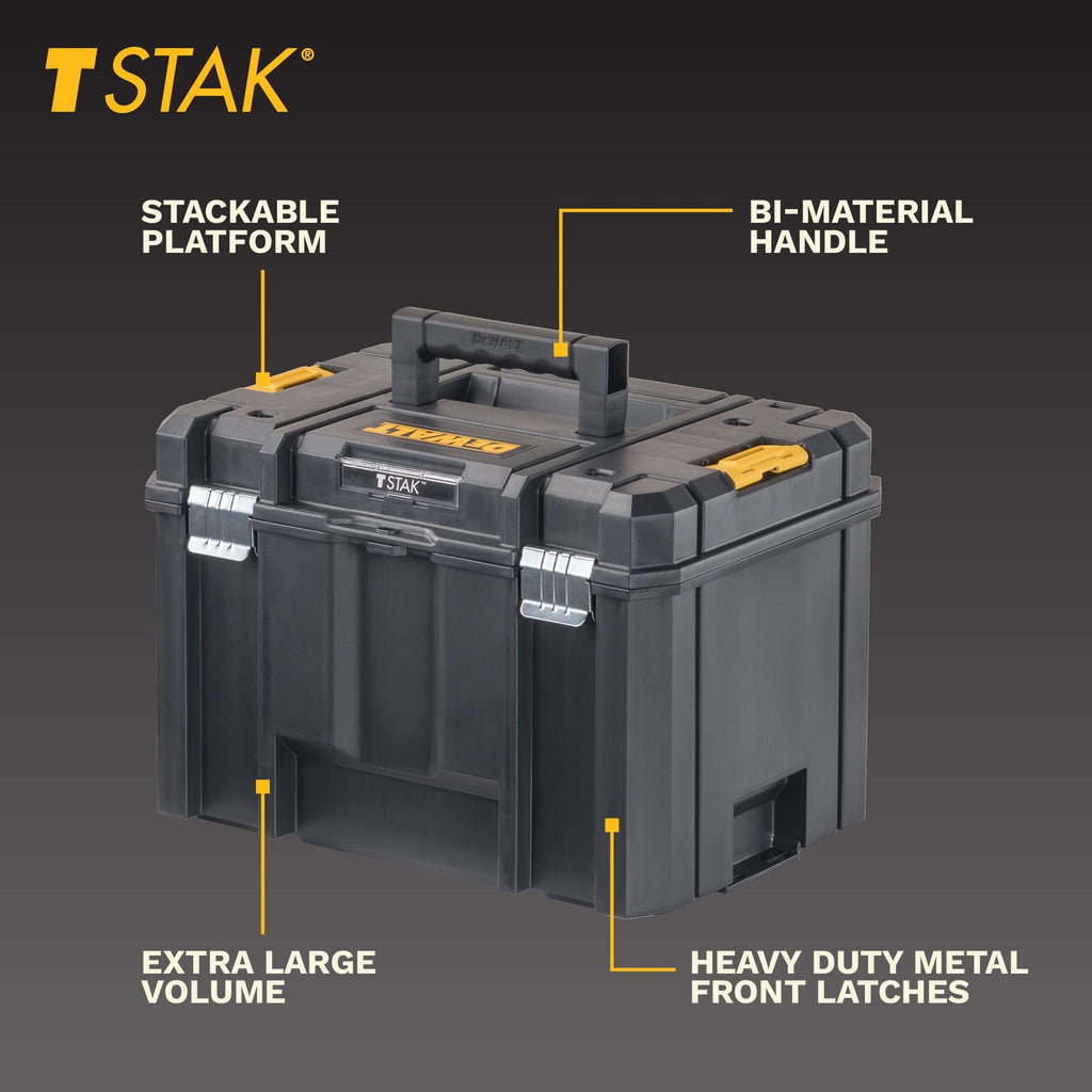 TSTAK Tool Box, Extra Lar, Removable Tray for Easy Access to Tools, Water and Debris Resistant (DWST17806)
