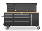 72" Rolling Tool Chest, Heavy-Duty Tool Box with Power Outlet, Tool Cabinet with 10 Drawers, Rubber Workbench with Key LocSystem Drawer Liners for GaraWarehouse Repair Shop