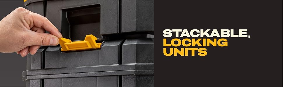 TSTAK Tool Box, Deep, Long Handle, Extra Lar, Fixed Divider for Tool Organization, Water and Debris Resistant (DWST17814)