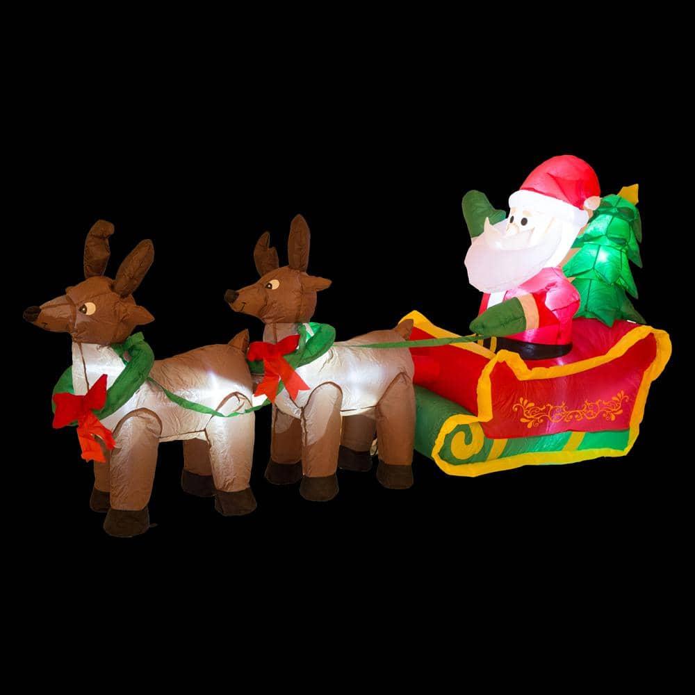7 ft. Lighted Inflatable Santa Sleigh Decor