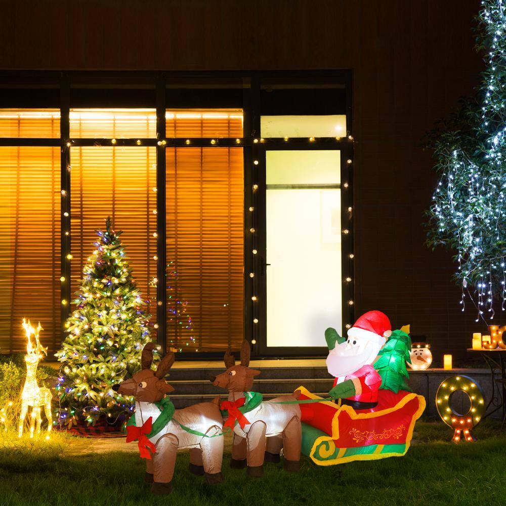 7 ft. Lighted Inflatable Santa Sleigh Decor