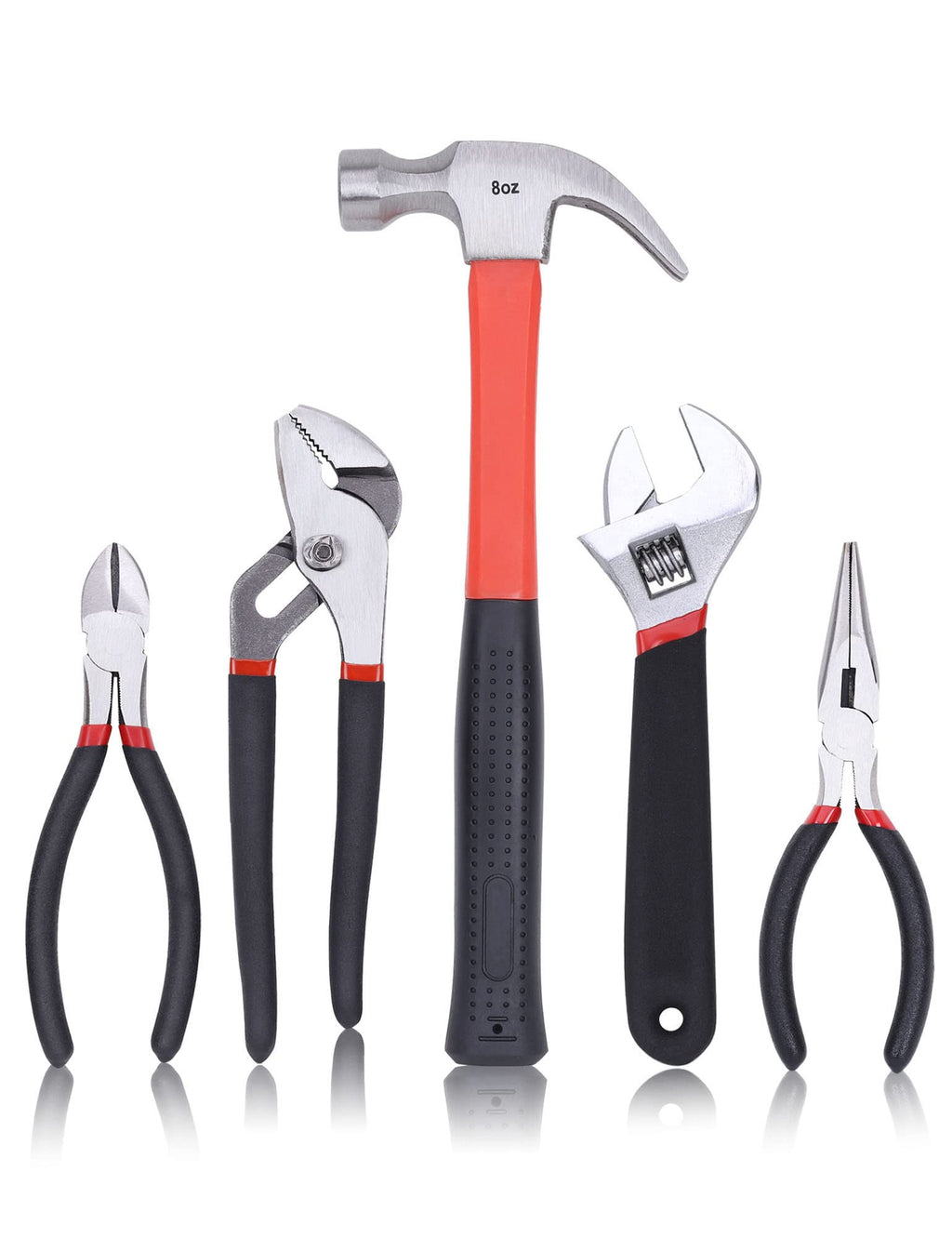 215-Piece Home Repairing Tool Set with 12-Inch Wide Mouth Open StoraBag, Household Hand Tool Kit,Red