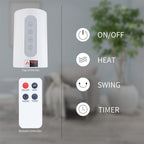 Gplesas Portable Space Heater Standing Electric Heating Overheating Protection White Heaters Fan Remote Home Bedroom