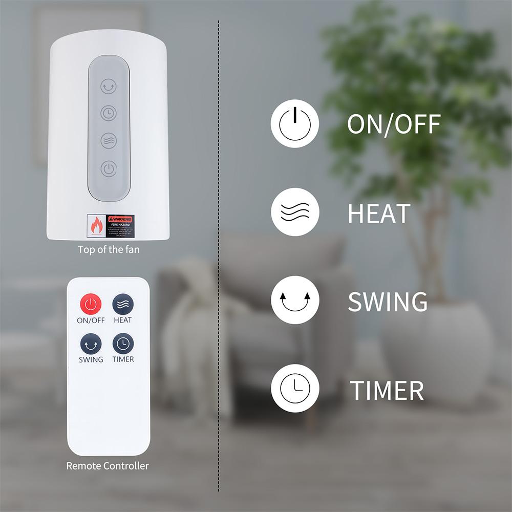 CUH Instant Heating Remote Simple Space Heater Tower Electric Heaters Fan Overheating Protection Home Office