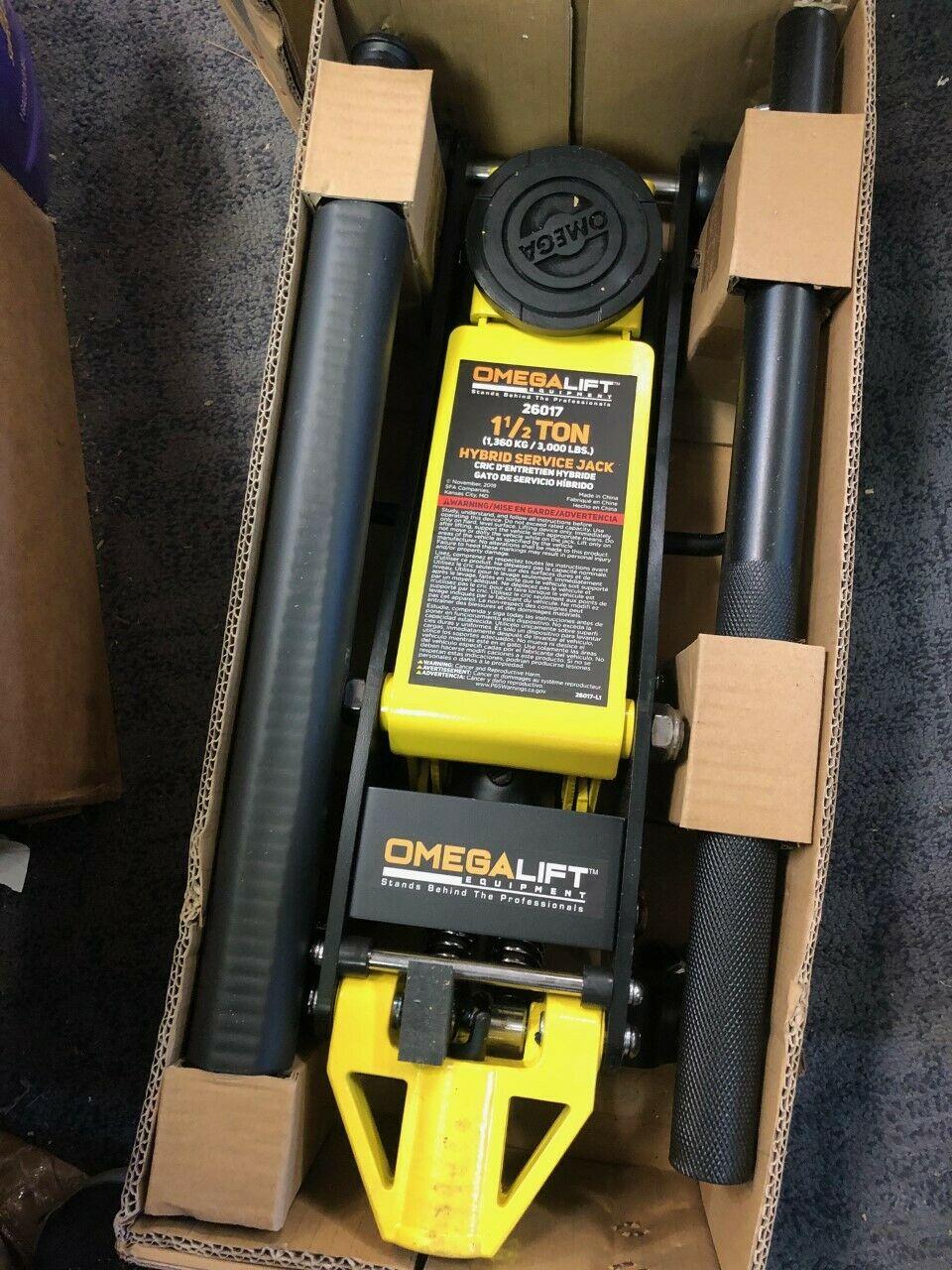 Omega 26017 Aluminum Hybrid Service Jack, 1.5 Ton Lifting Capacity