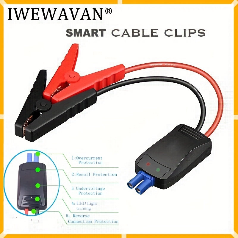 IWEWAVAN Smart Car Jump Starter Clamp Cable Emergency Lead Booster Battery Cable Alligator Clip Anti Invert