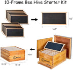 10-frame bee hives and supplies starter kit,beehive kit dipped in 100% beeswax,bee keeping supplies-all beginners kit includes beekeeping supplies tool set and bee suit.