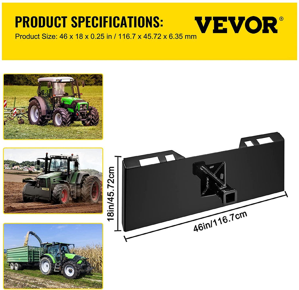mophorn  1/4" thick plate 3/8" top bar thic quick tach attachment mount plate skid steer bobcat