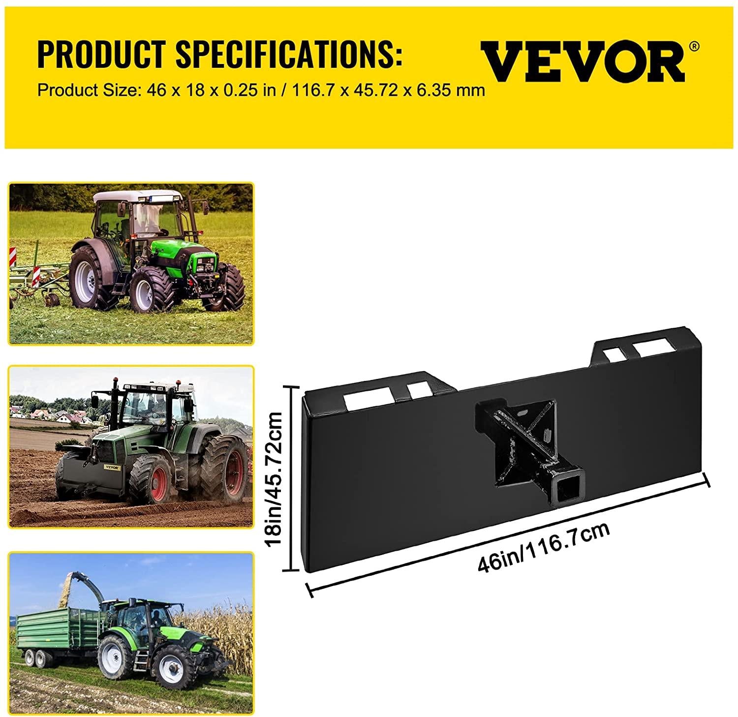 mophorn  1/4" thick plate 3/8" top bar thic quick tach attachment mount plate skid steer bobcat