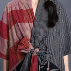 SALE V-Neck Plaid Maxi Dress With Tie Front