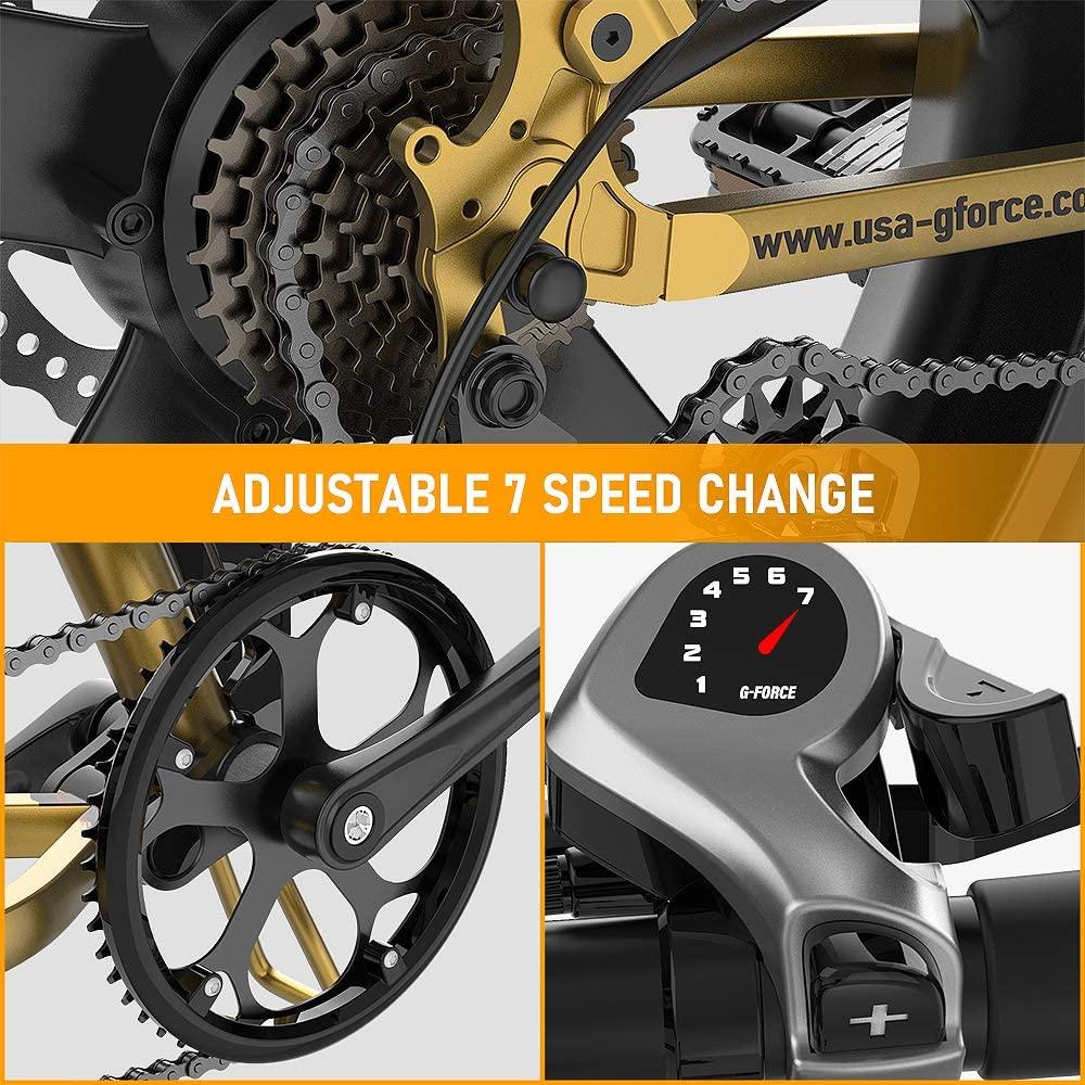 G-Force Electric Bike S23, 264.0''Fat Tire Mountain Electric Bike with 350W brushless Motor, 48V 10.4A Battery, Maximum Speed 30MPH, Maximum Endurance 40 Miles Electric Bike for Adults.