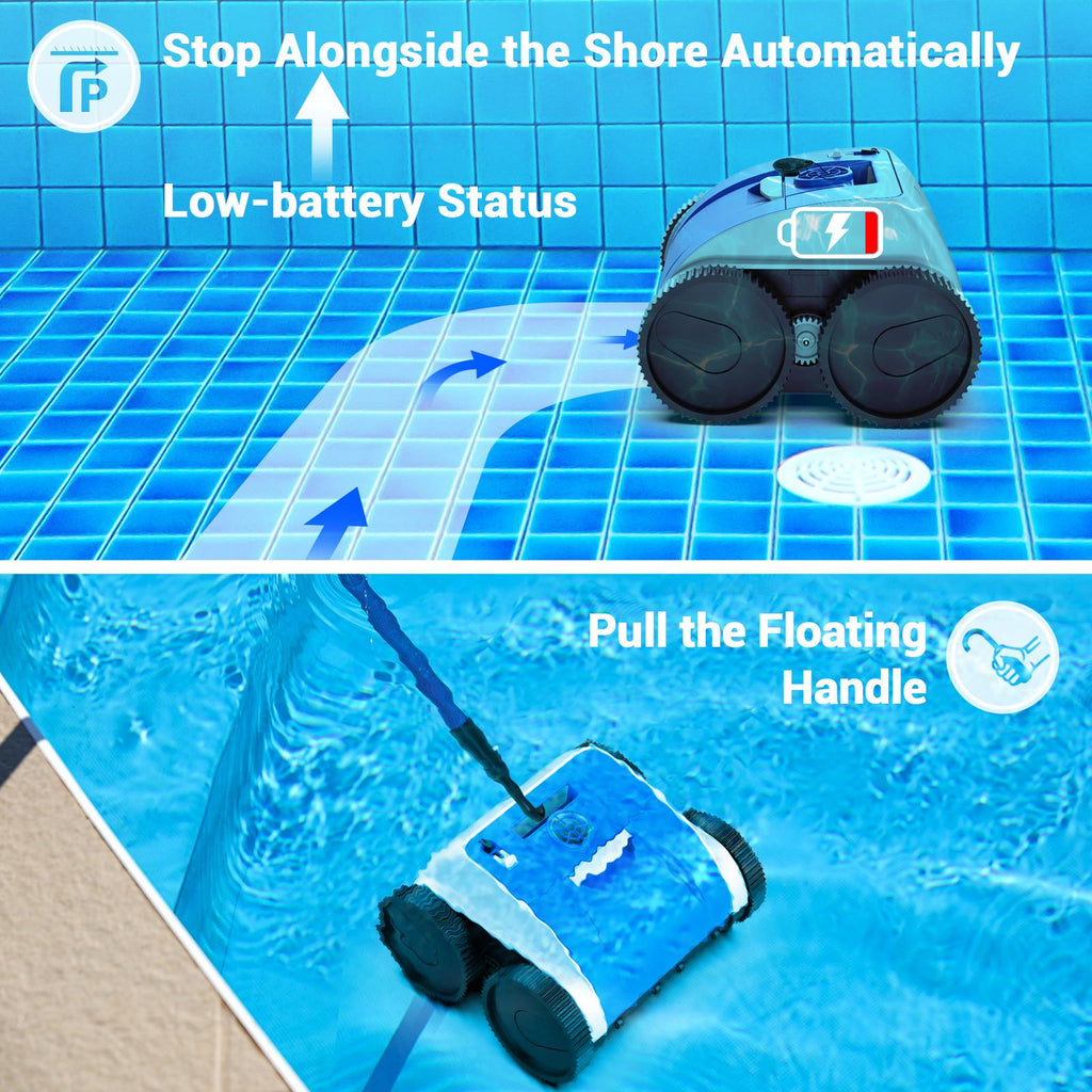 ausono cordless robotic automatic pool cleaner can cleaning wall for inground pool