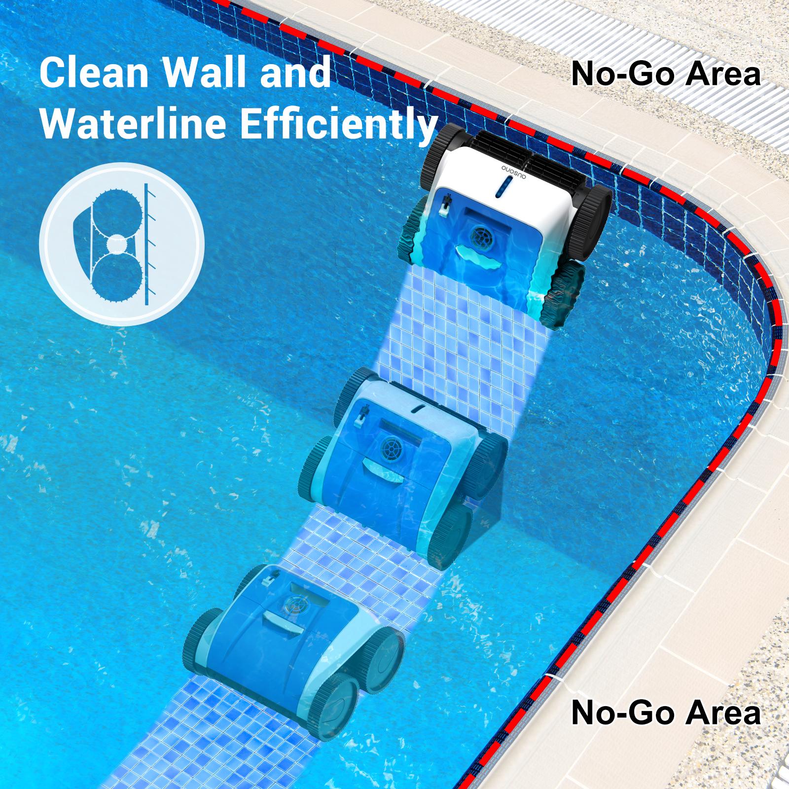 ausono cordless robotic automatic pool cleaner can cleaning wall for inground pool