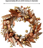 NYKK Front Door Wreath Simulation Artificial Wreath Golden Leaves Berry Wreath Christmas Door Hanging Flower Link Day Party Wedding Door and Window Wall Decoration Simulation Wreath