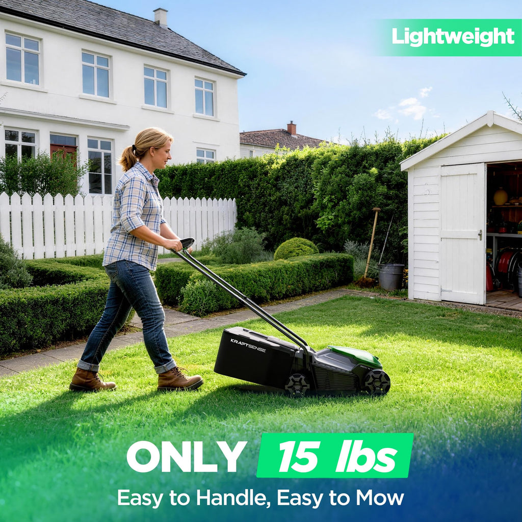 14" Cordless Lawn Mower, 20V Lightweight Push Mower with 5.0Ah Battery, Ultra-Quiet Motor for Small Yards, Lawn Care, Backyard Maintenance