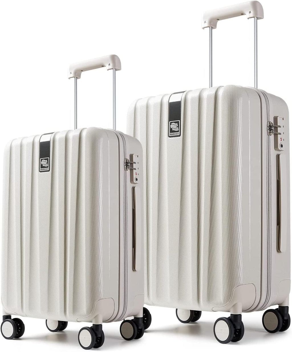 Lightweight Hardside Luggage Sets with 8 Spinner Silent Wheels, Travel Luggage, Rolling Suitcase TSA Approved, White, 2-Piece Set (20/24)