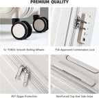 Lightweight Hardside Luggage Sets with 8 Spinner Silent Wheels, Travel Luggage, Rolling Suitcase TSA Approved, White, 2-Piece Set (20/24)