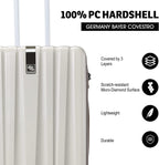 Lightweight Hardside Luggage Sets with 8 Spinner Silent Wheels, Travel Luggage, Rolling Suitcase TSA Approved, White, 2-Piece Set (20/24)