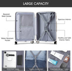 Lightweight Hardside Luggage Sets with 8 Spinner Silent Wheels, Travel Luggage, Rolling Suitcase TSA Approved, White, 2-Piece Set (20/24)