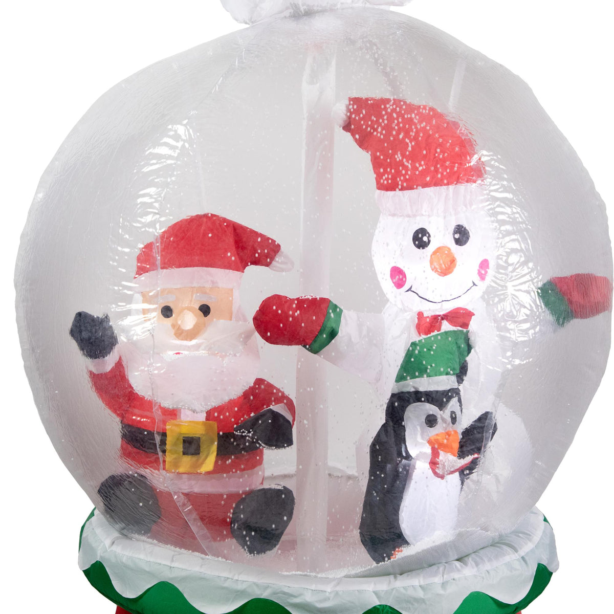 6.75ft Lighted Inflatable Santa and Friends Snow Globe Outdoor Christmas Decoration
