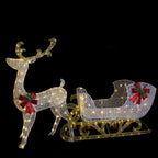 48" LED Lighted Glitter Reindeer with Sleigh Outdoor Christmas Decoration