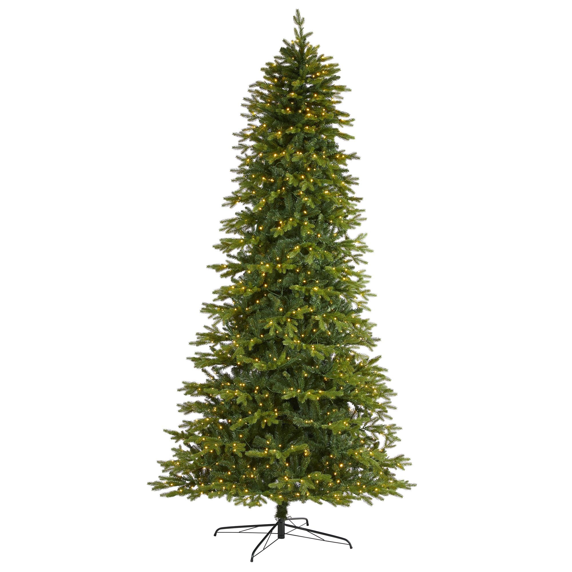 Nearly Natural 10' Green Holiday Fir Artifical Christmas Tree Prelit 1050 Clear LED Lights
