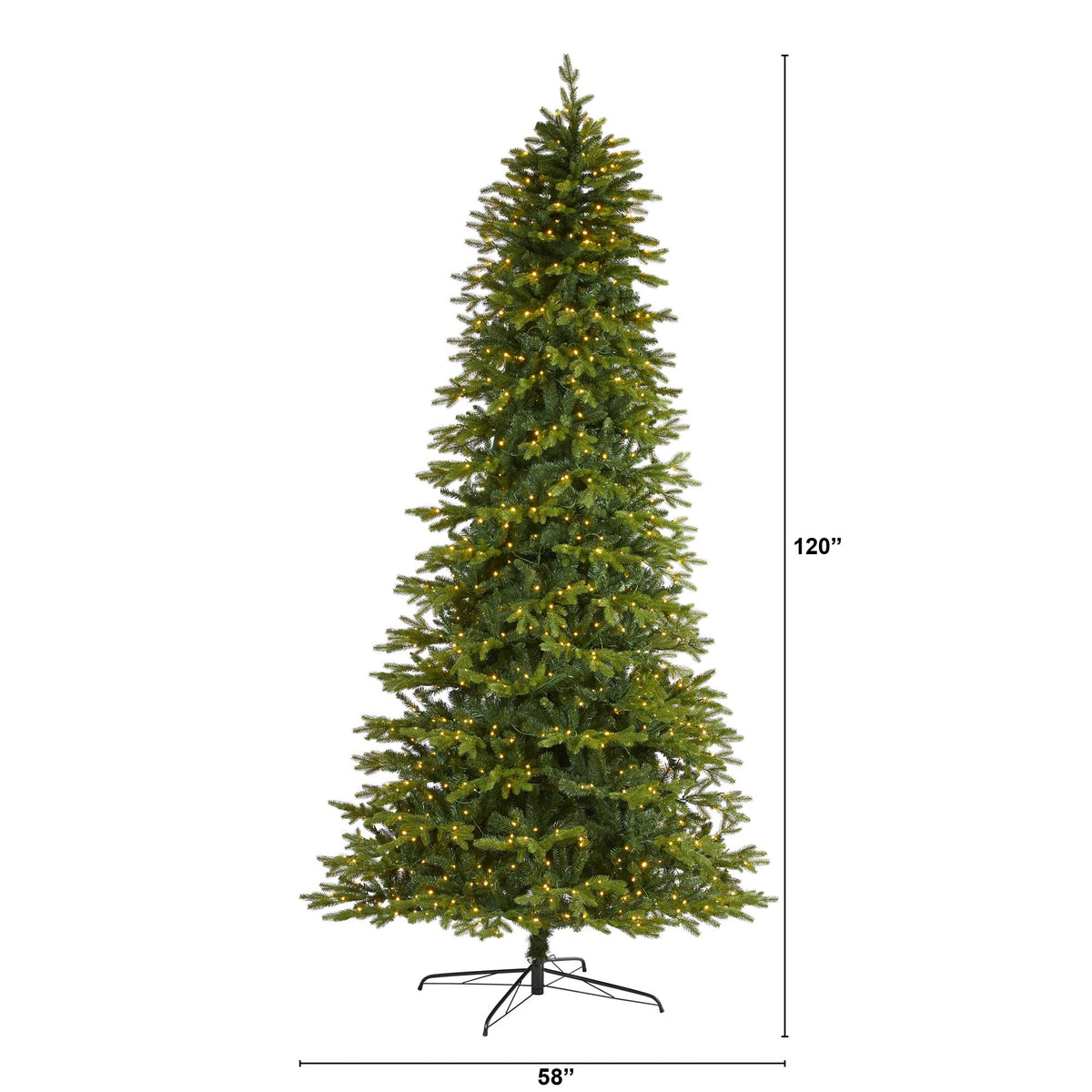 Nearly Natural 10' Green Holiday Fir Artifical Christmas Tree Prelit 1050 Clear LED Lights