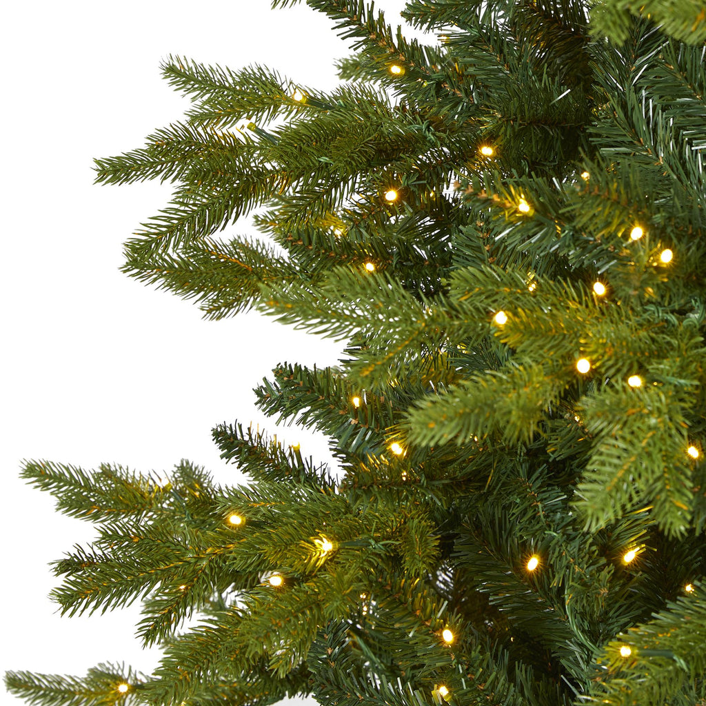 Nearly Natural 10' Green Holiday Fir Artifical Christmas Tree Prelit 1050 Clear LED Lights