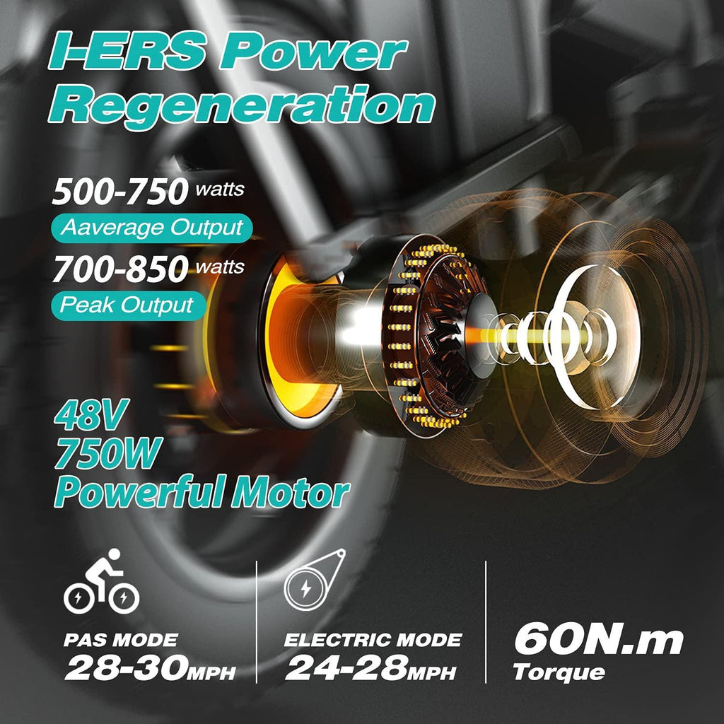 ENGWE 750W 500W Folding Electric Bike for Adults 20" 4.0 Fat Tire Mountain Beach Snow Bicycles Aluminum Electric Scooter 7 Speed Gear E-Bike with Detachable Lithium Battery 48V12.8A Up to 28MPH