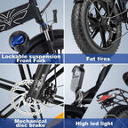 ENGWE 750W 500W Folding Electric Bike for Adults 20" 4.0 Fat Tire Mountain Beach Snow Bicycles Aluminum Electric Scooter 7 Speed Gear E-Bike with Detachable Lithium Battery 48V12.8A Up to 28MPH