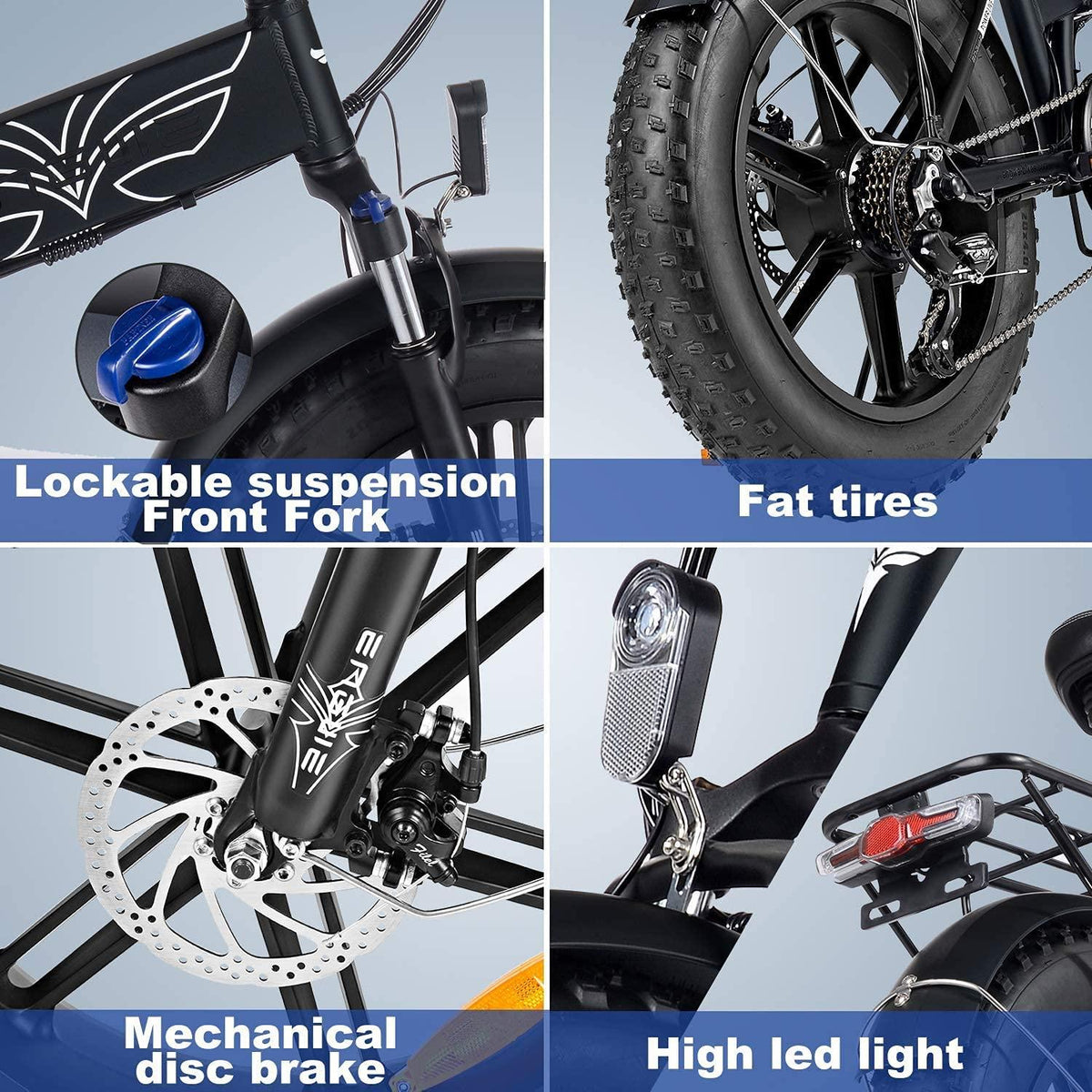 ENGWE 750W 500W Folding Electric Bike for Adults 20" 4.0 Fat Tire Mountain Beach Snow Bicycles Aluminum Electric Scooter 7 Speed Gear E-Bike with Detachable Lithium Battery 48V12.8A Up to 28MPH
