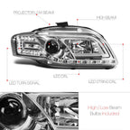 Projector Headlight White DRL Amber LED Signal for 05-08 Audi S4/A4 B7 06 07