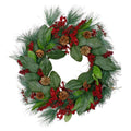 24 in. Unlit Leaves Berry and Pine Needle Artificial Christmas Wreath