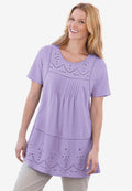 embroidered eyelet pintucked tunic
