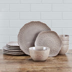 Chateau Smoke 12 Piece Dinnerware Set, Service for 4