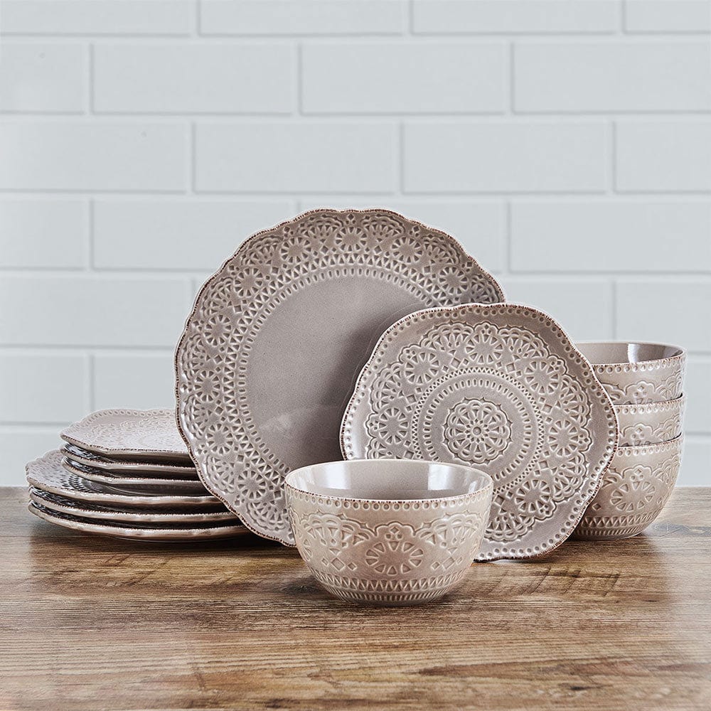 Chateau Smoke 12 Piece Dinnerware Set, Service for 4