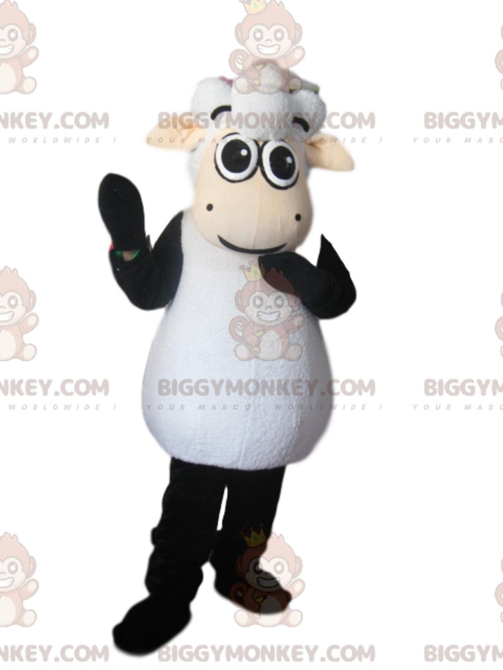 Black and White Sheep BIGGYMONKEYMascot Costume