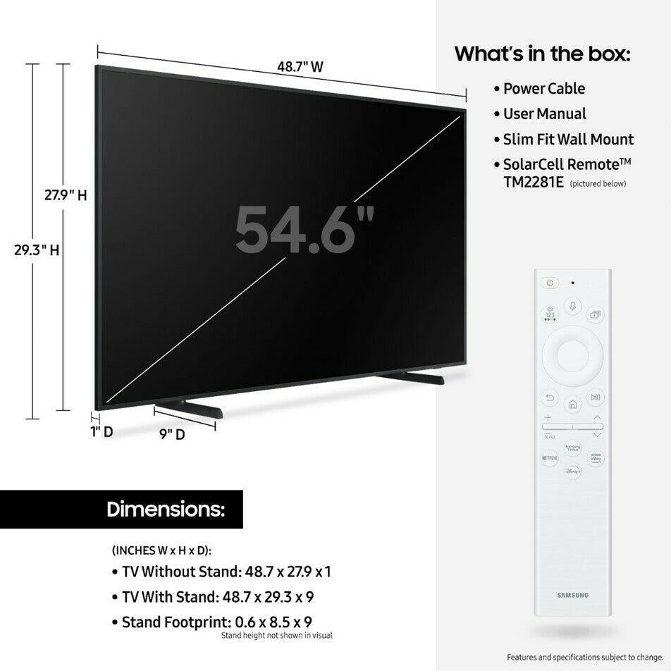 samsung the frame ls03b 55" qled 4k hdr smart tv - 2022 model