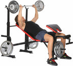 Foldable Adjustable Bench with Rack Leg Developer, Preacher Pad, Incline Decline Olympic Workout Bench Set