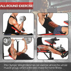 Foldable Adjustable Bench with Rack Leg Developer, Preacher Pad, Incline Decline Olympic Workout Bench Set