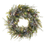 30 in. Artificial Pre-Lit LED Rustic White Berry Wreath