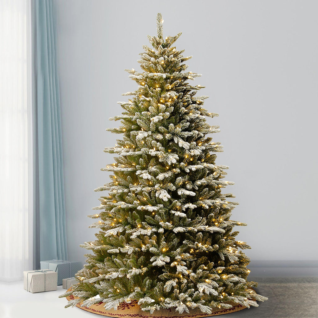 7.5? Pre-Lit Snowy Sierra Spruce Slim Artificial Christmas Tree ? Clear Lights