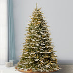 7.5? Pre-Lit Snowy Sierra Spruce Slim Artificial Christmas Tree ? Clear Lights