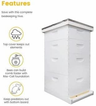 mann lake beehive kit, completely assembled kit, painted, with frames and foundation, ready to use,10 frame kit, 2 deep bee boxes, 2 medium supers, made in the usa
