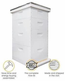 mann lake beehive kit, completely assembled kit, painted, with frames and foundation, ready to use,10 frame kit, 2 deep bee boxes, 2 medium supers, made in the usa