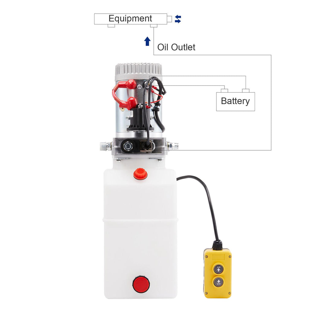 Single Acting 6qt 12V Hydraulic Pump for Truck Winches Plows RVs Tow Booms More