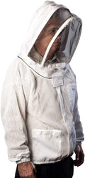 forest beekeeping vented-jacket with fencing veil hood, ventilated premium beekeeper jackets ykk brass zippers, professional, commercial, and beginner beekeepers (4xl)